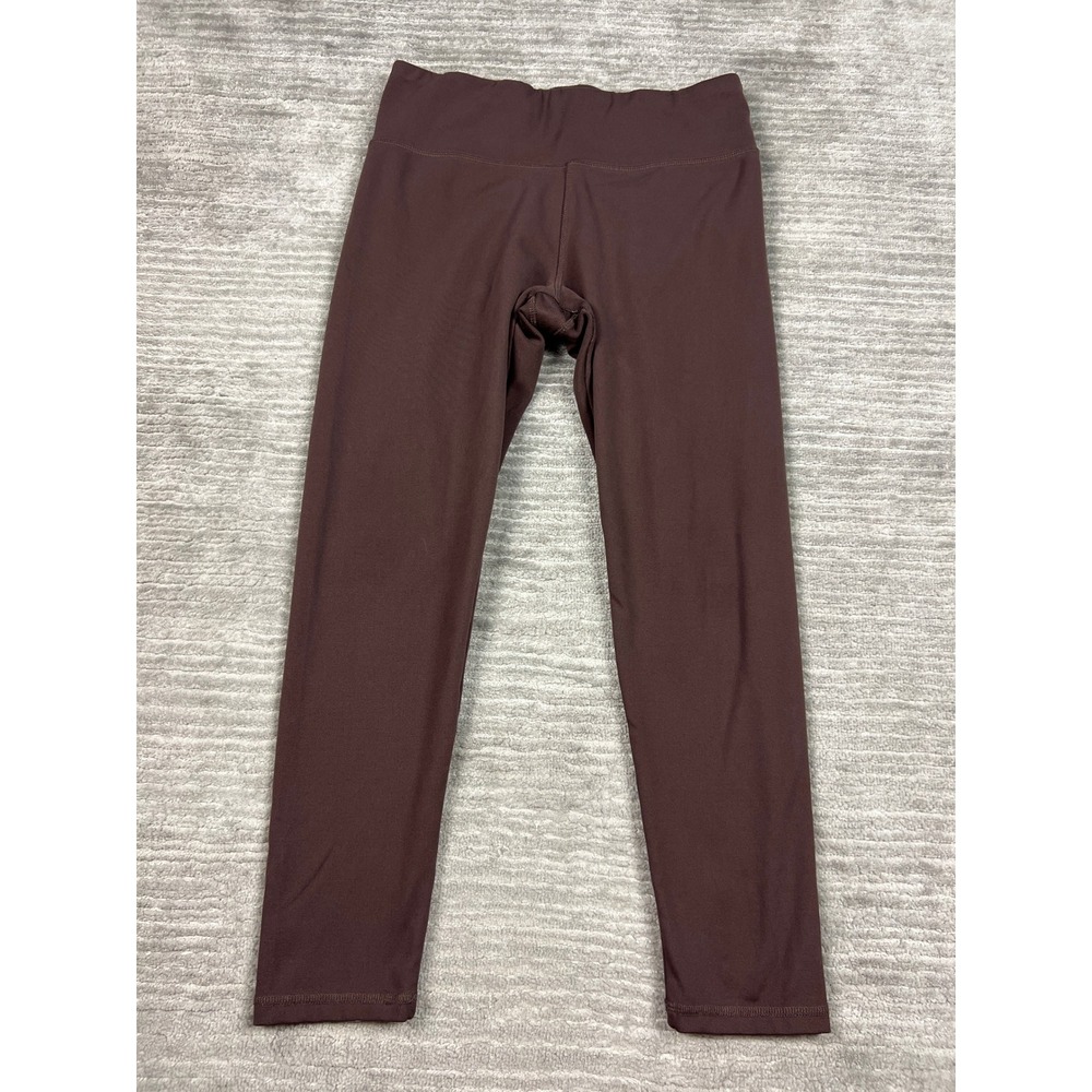 Jockey Leggings Women Large Brown Active High Rise Waistband Pocket 7/8 Length